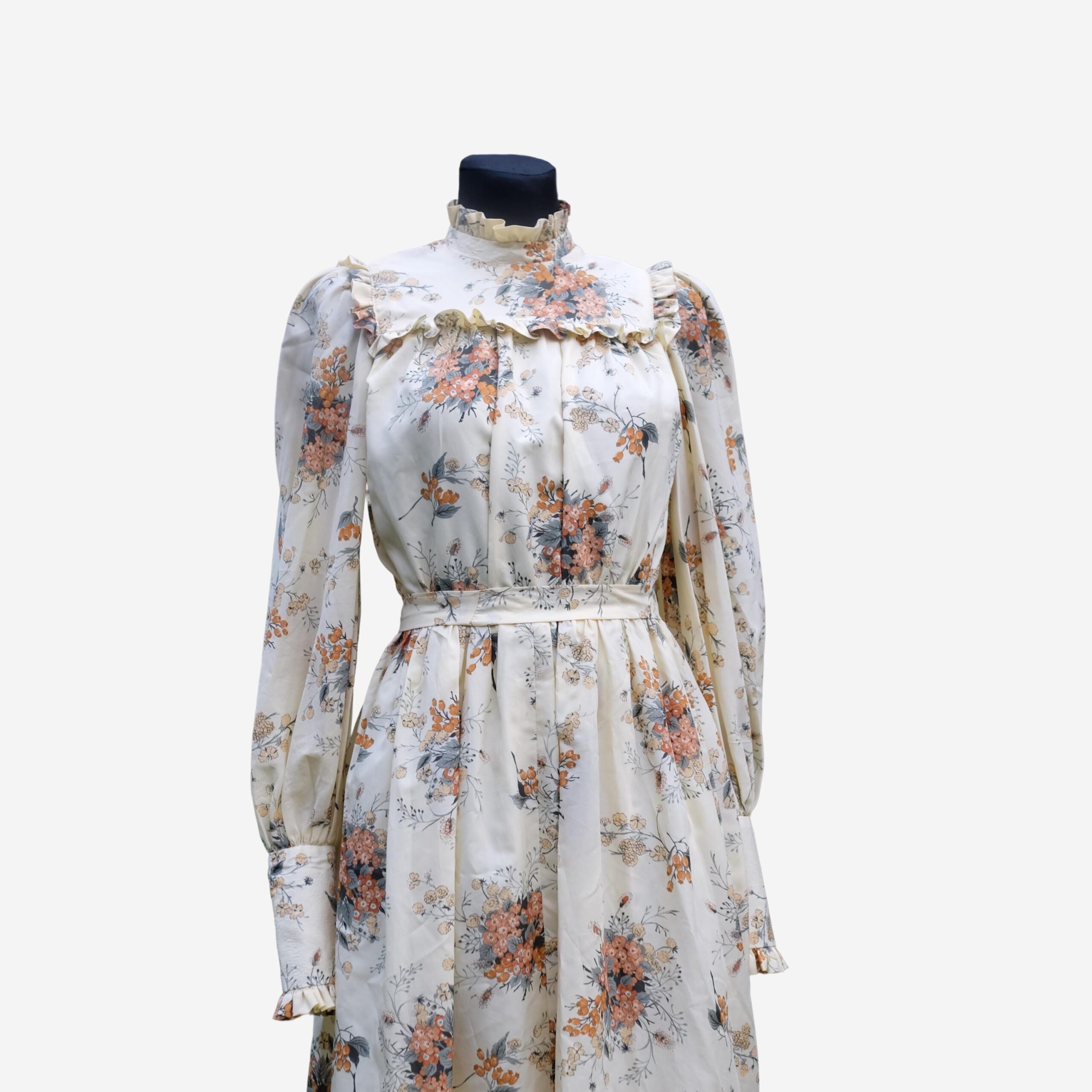 Vintage Prom Dress, 70s Victorian Style Floral Dress, Prairie Ruffled Maxi Dress XS/S - Image 5
