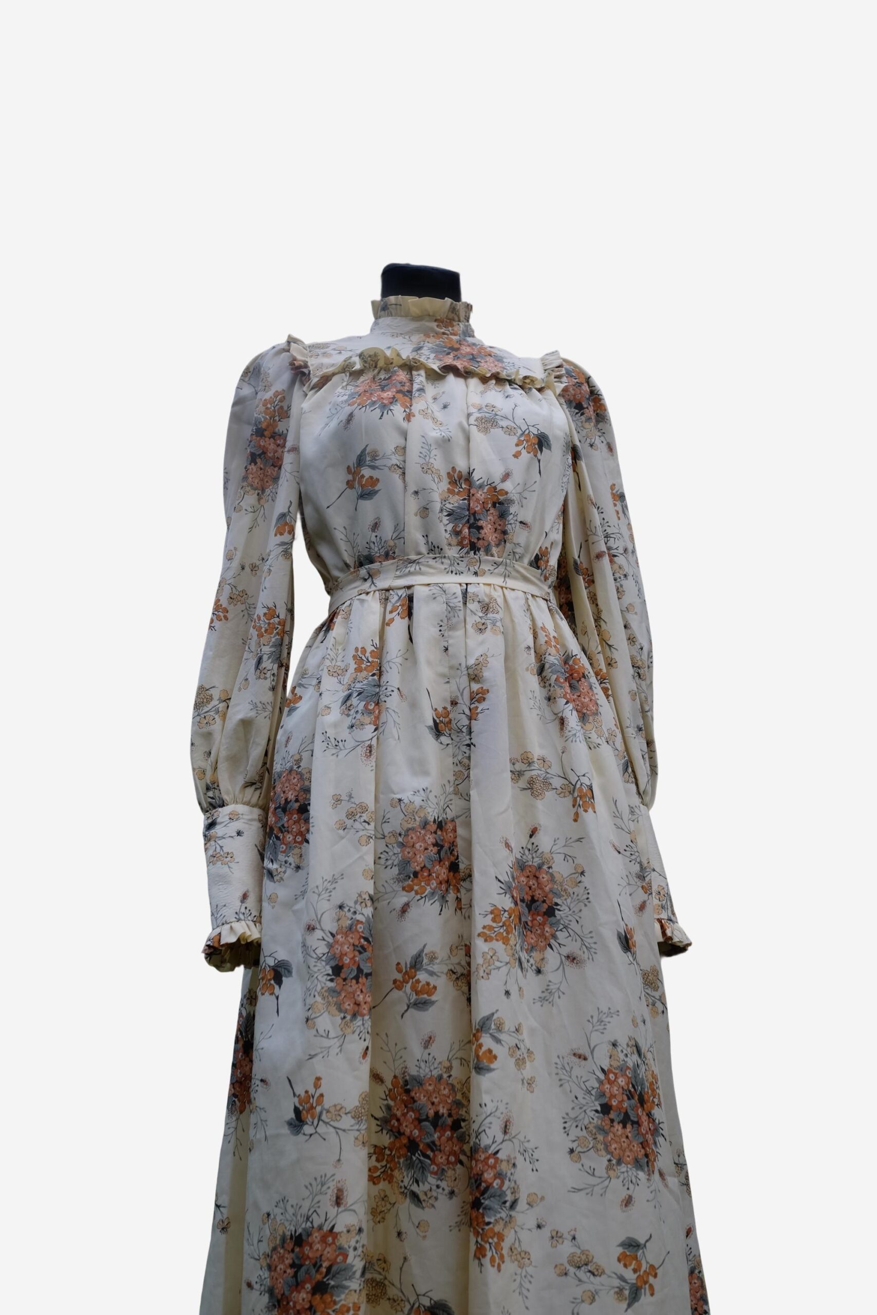 Vintage Prom Dress, 70s Victorian Style Floral Dress, Prairie Ruffled Maxi Dress XS/S - Image 6