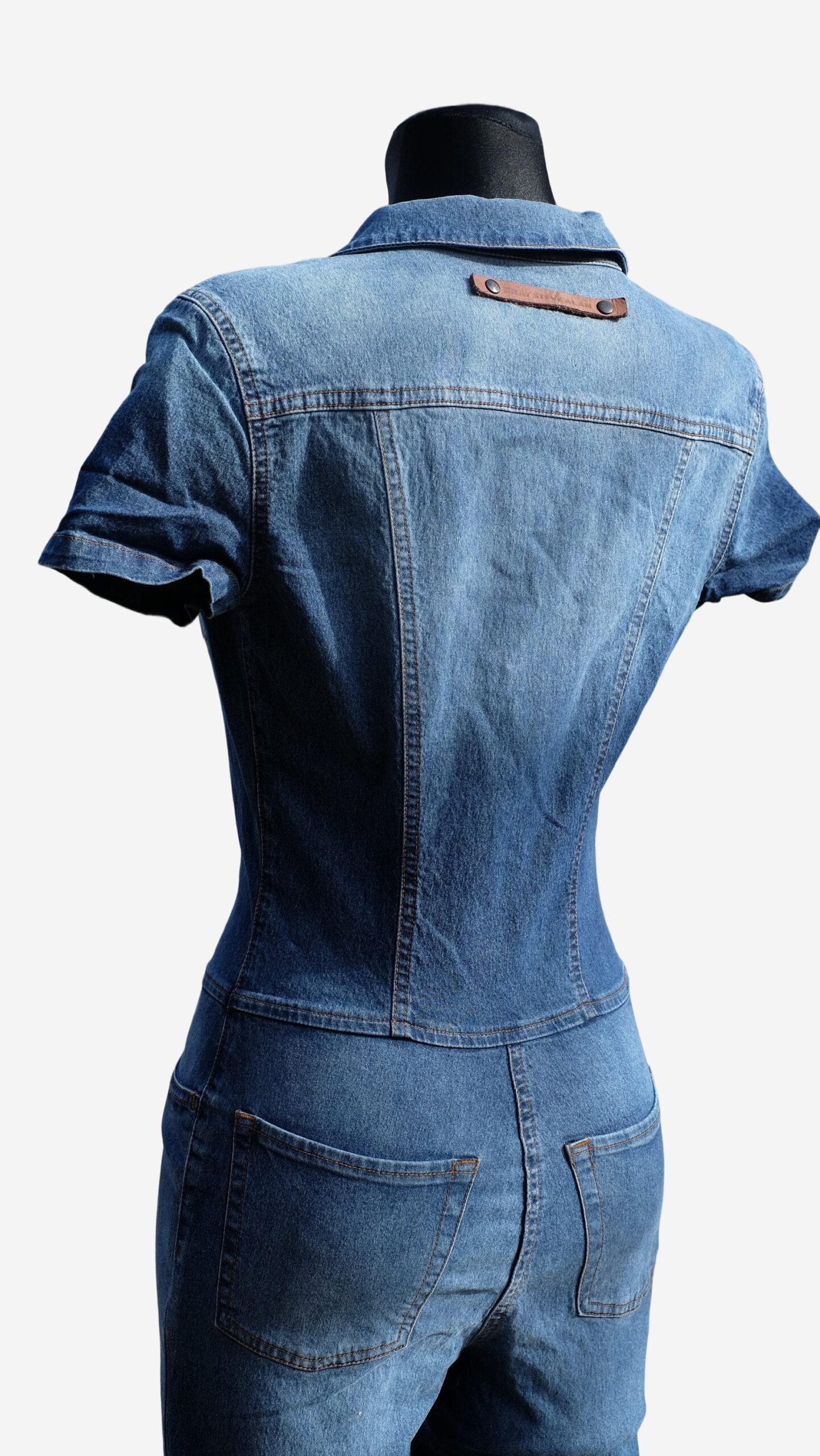 Vintage 70s Style Bray Steve Alan Denim Bell Bottom Jumpsuit, 70s Zip front Wide Leg Overalls - Image 4