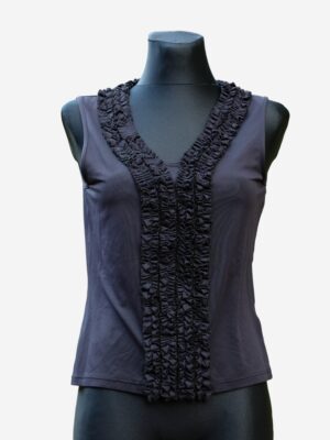 Vintage black sleeveless ruffled top