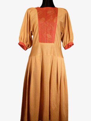 Vintage 70s Prom Dress in gold red combo