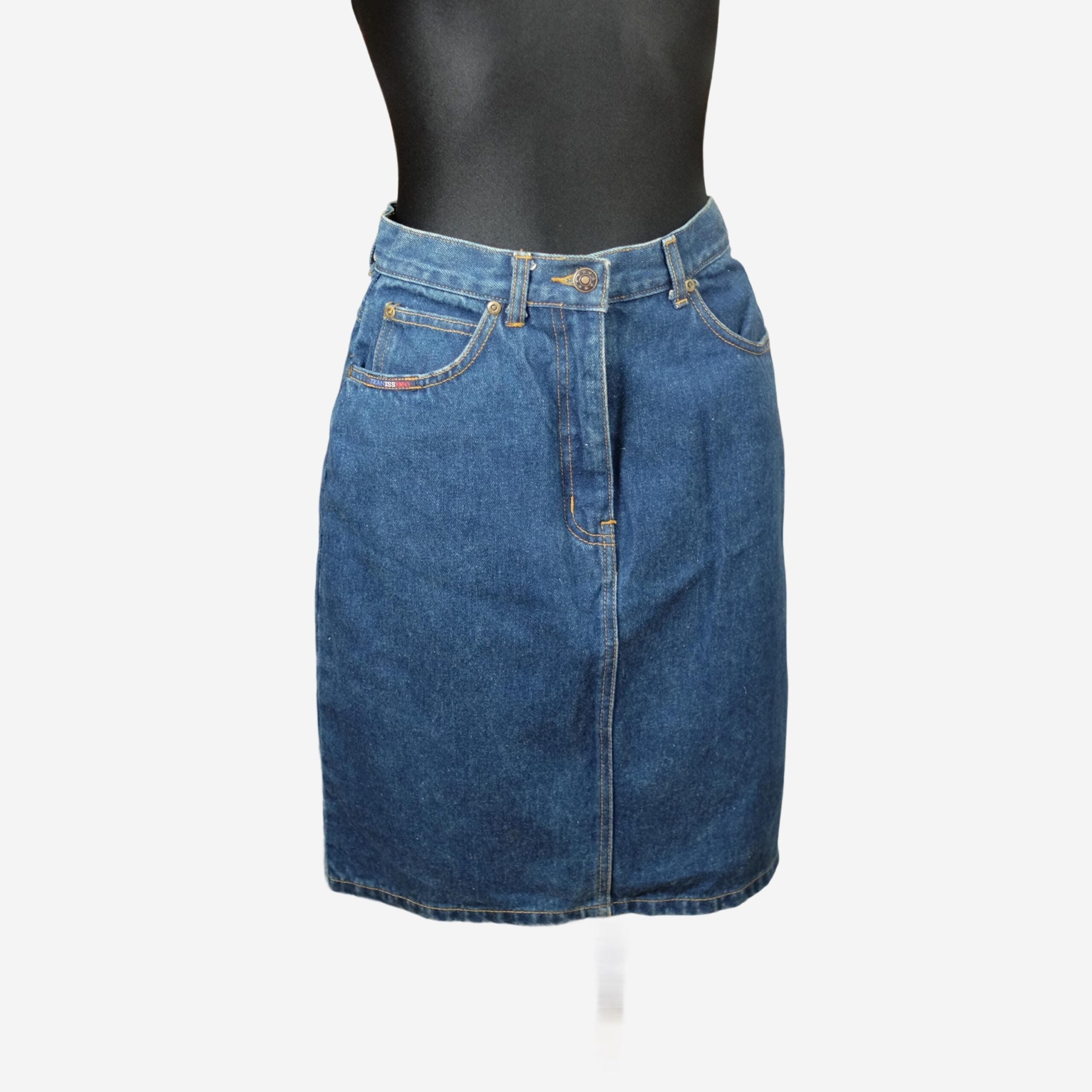 Blue 90s Vintage Jeans Mini Skirt S