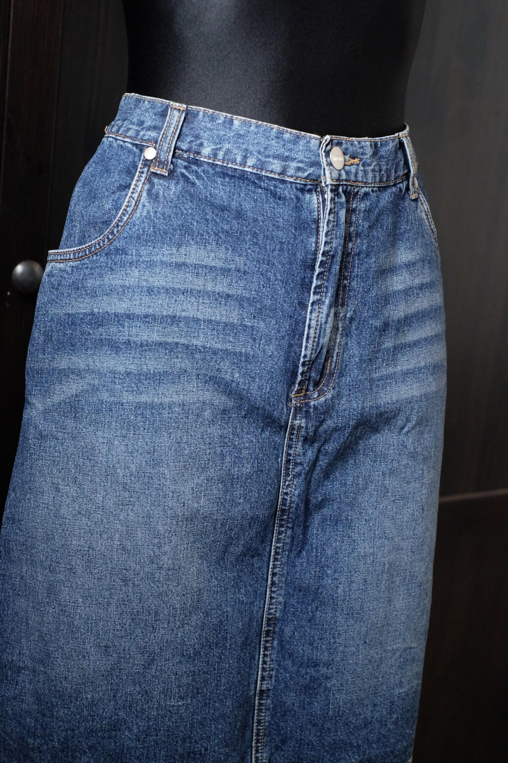 Vintage Blue Denim Mini Jeans Skirt Size 38 - Image 4