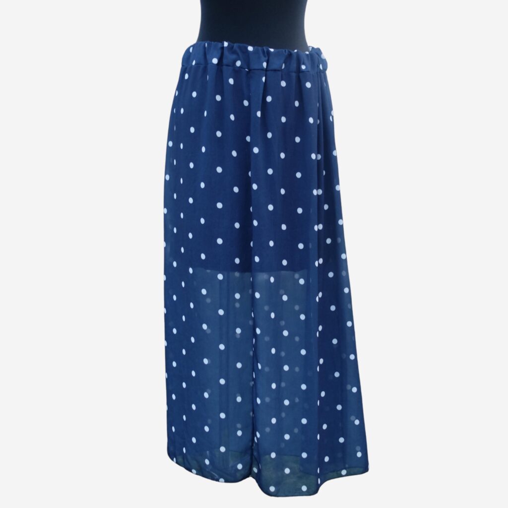 Vintage Blue and White Polka Dot midi A line Skirt, L- XXL