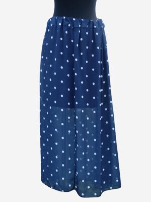 Vintage Blue and White Polka Dot midi A line Skirt, L- XXL