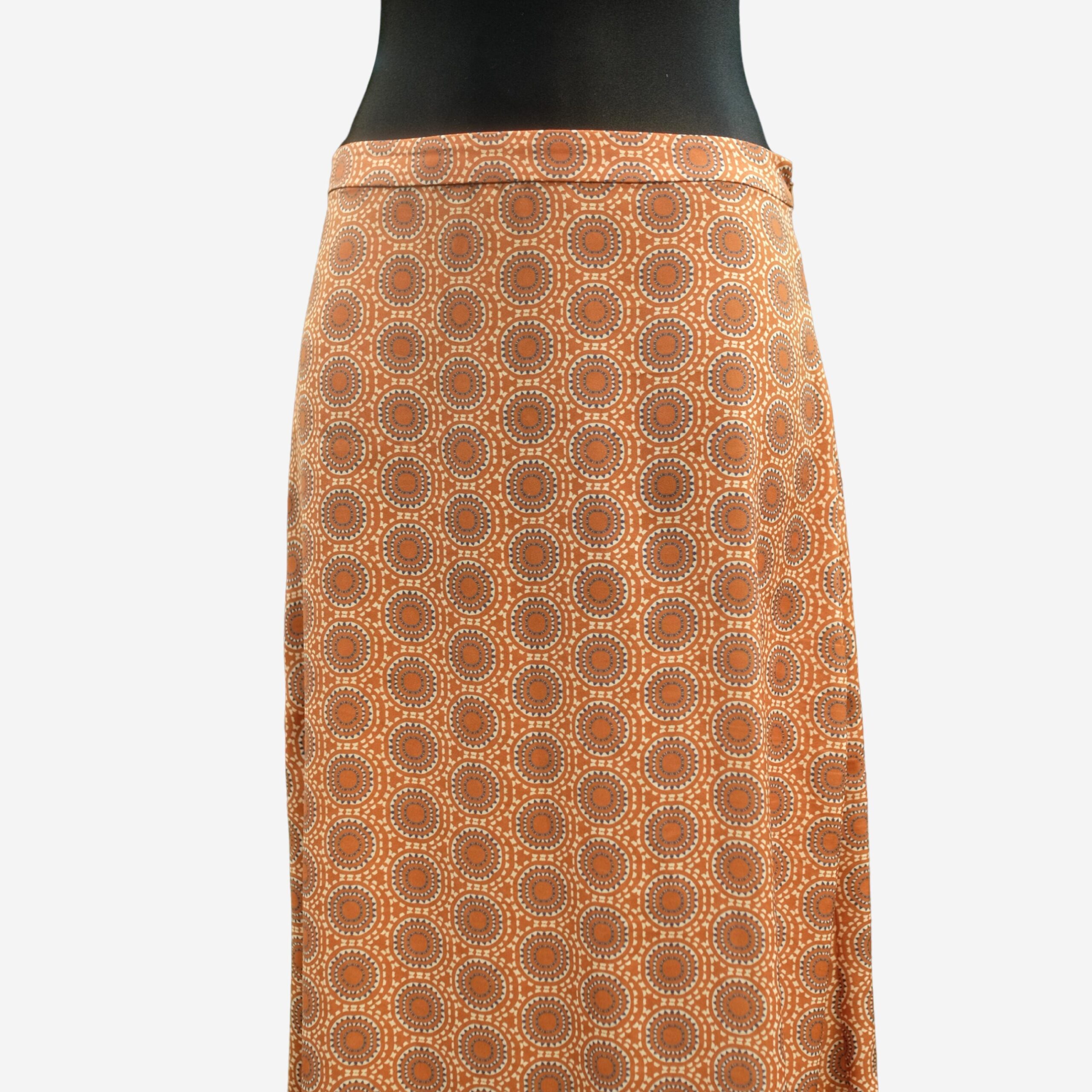 Vintage 70s Boho Hippie Maxi A-line Skirtin Orange and Blue with Geometric Pattern, Festival Skirt, size eu40/42 - Image 4