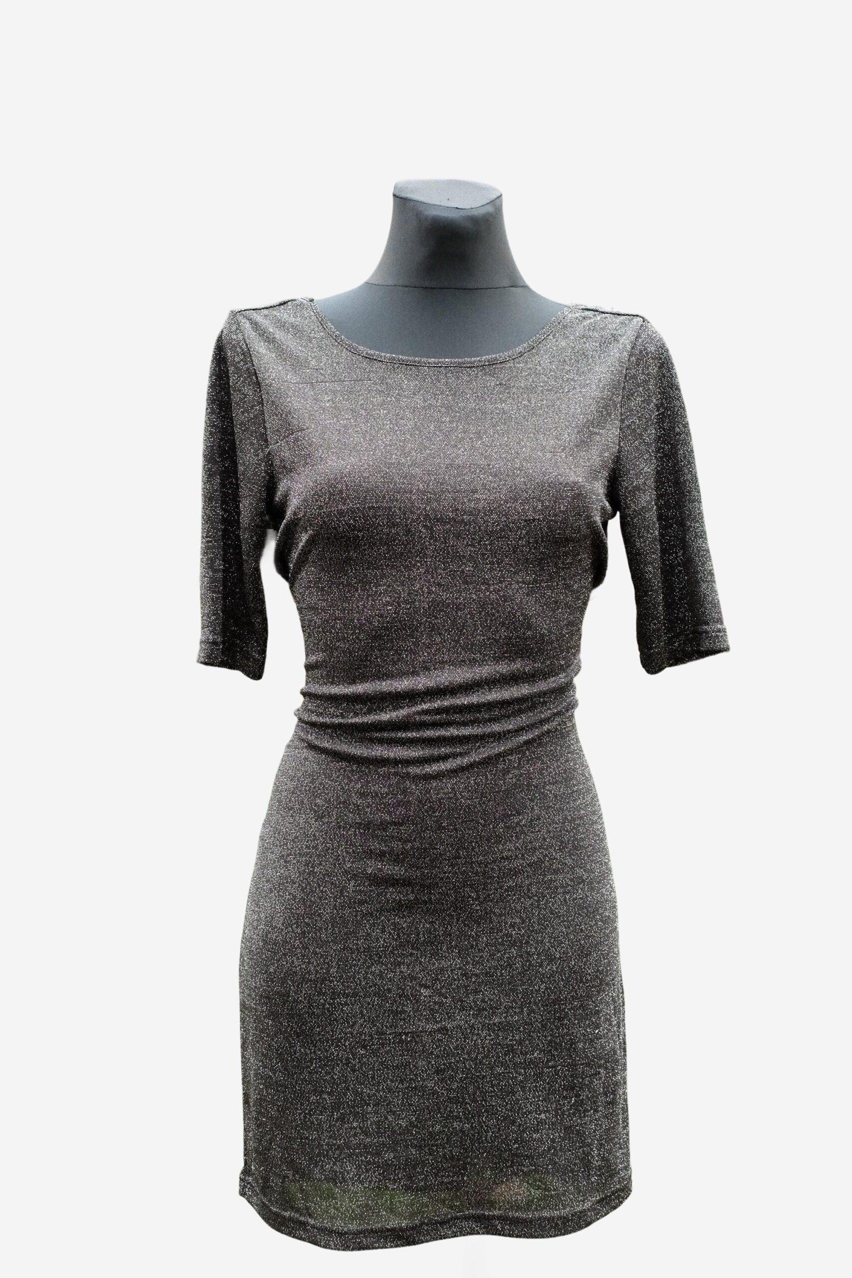 Vintage Black Sparkly Lurex Party Mini Dress with Bare Back, size M, New Year's Eve Celebration Dress - Image 2