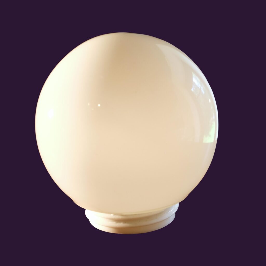 Vintage White Milk Glass Globe Lampshade: Round Replacement Shade (16cm)