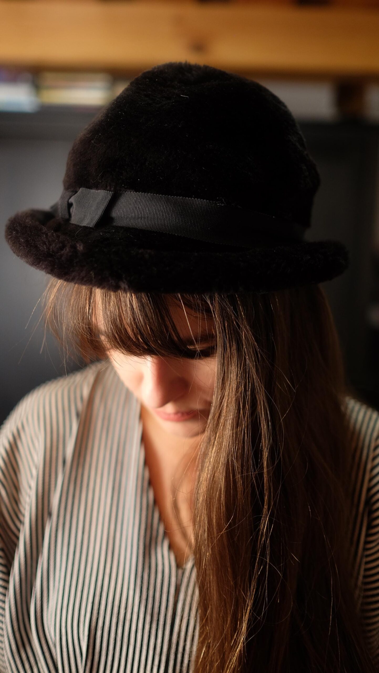 1960s Black Faux Fur Bucket Hat | Mod Fluffy Winter Cloche - Image 2