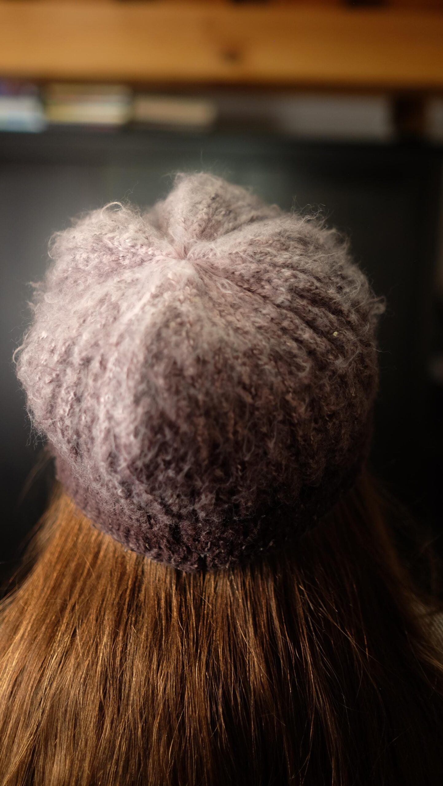 Vintage Fuzzy Ombre Newsboy Cap | Dusty Purple Chunky Knit Cabbie Hat - Image 9