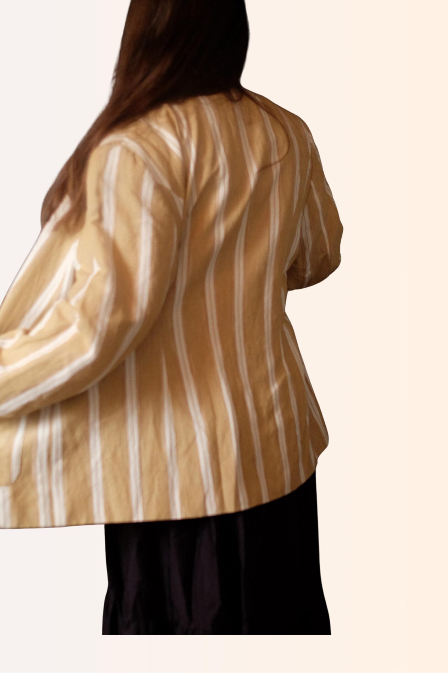 Vintage Striped Linen Blend Blazer | 90s Tan & White Lightweight Jacket - Image 5