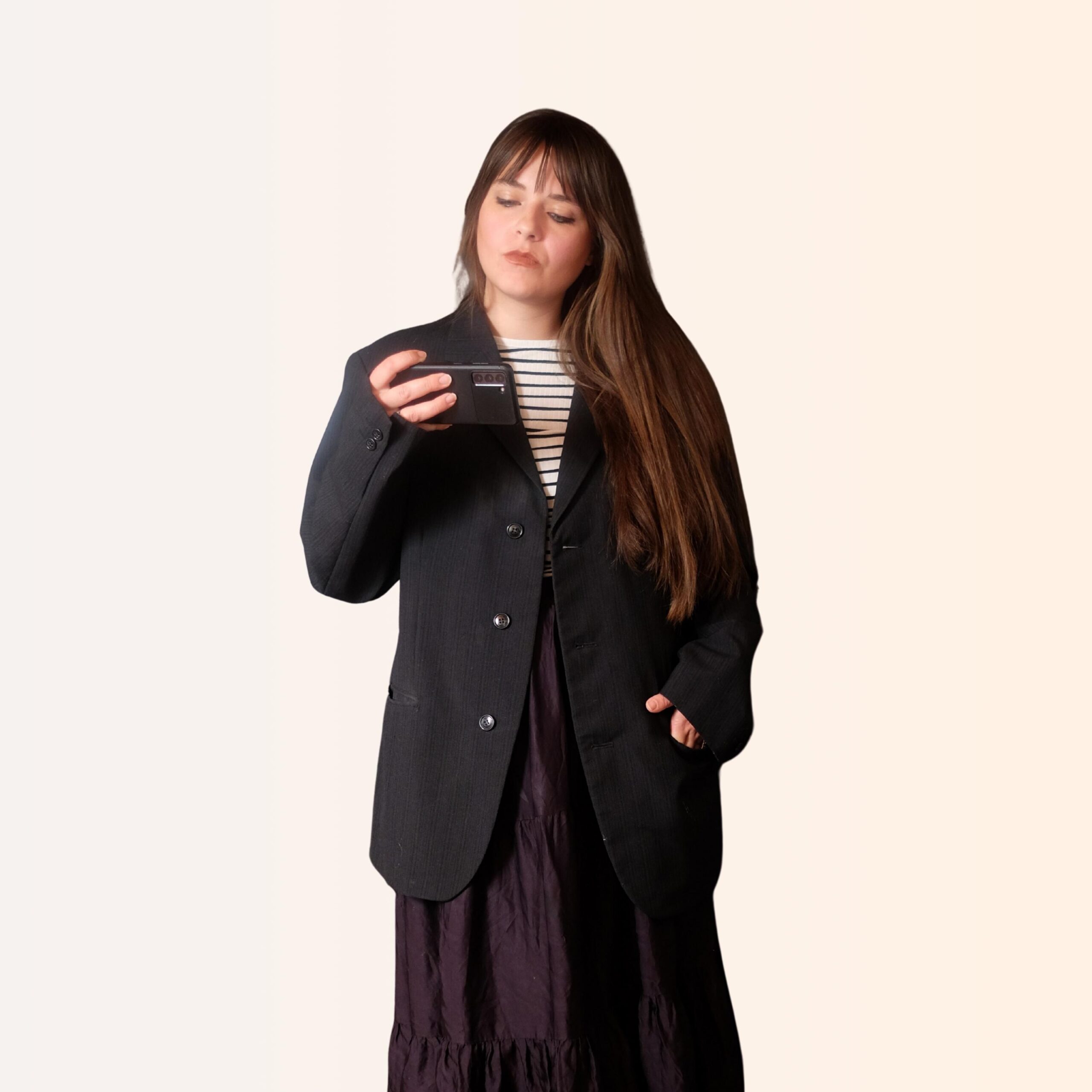 80s/90s Subtle Stripe Blazer | Unisex Dark Academia Aesthetic Coat - Image 5