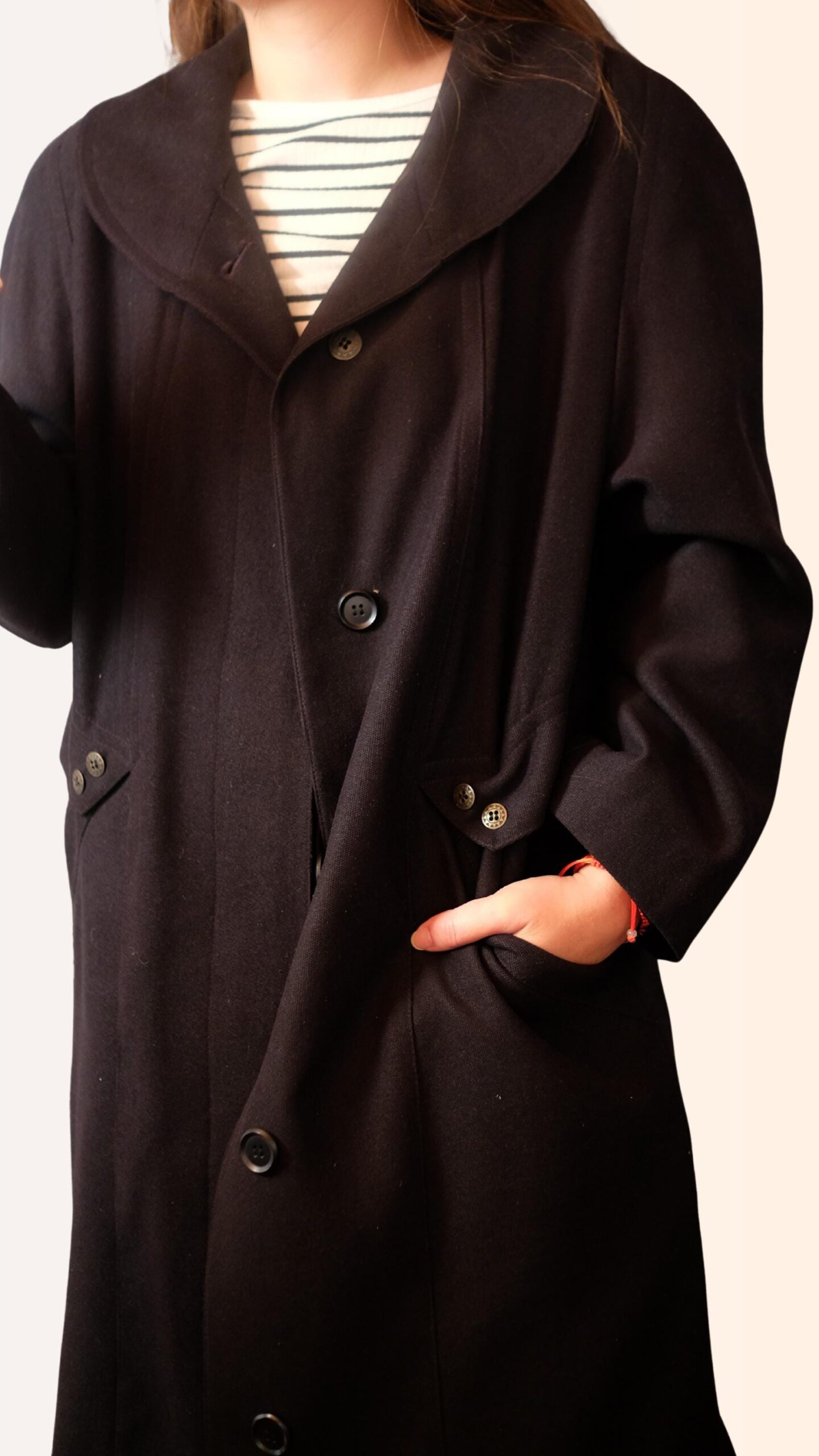 Vintage Tailored Black Coat - 80s Dark Academia Style - Image 7