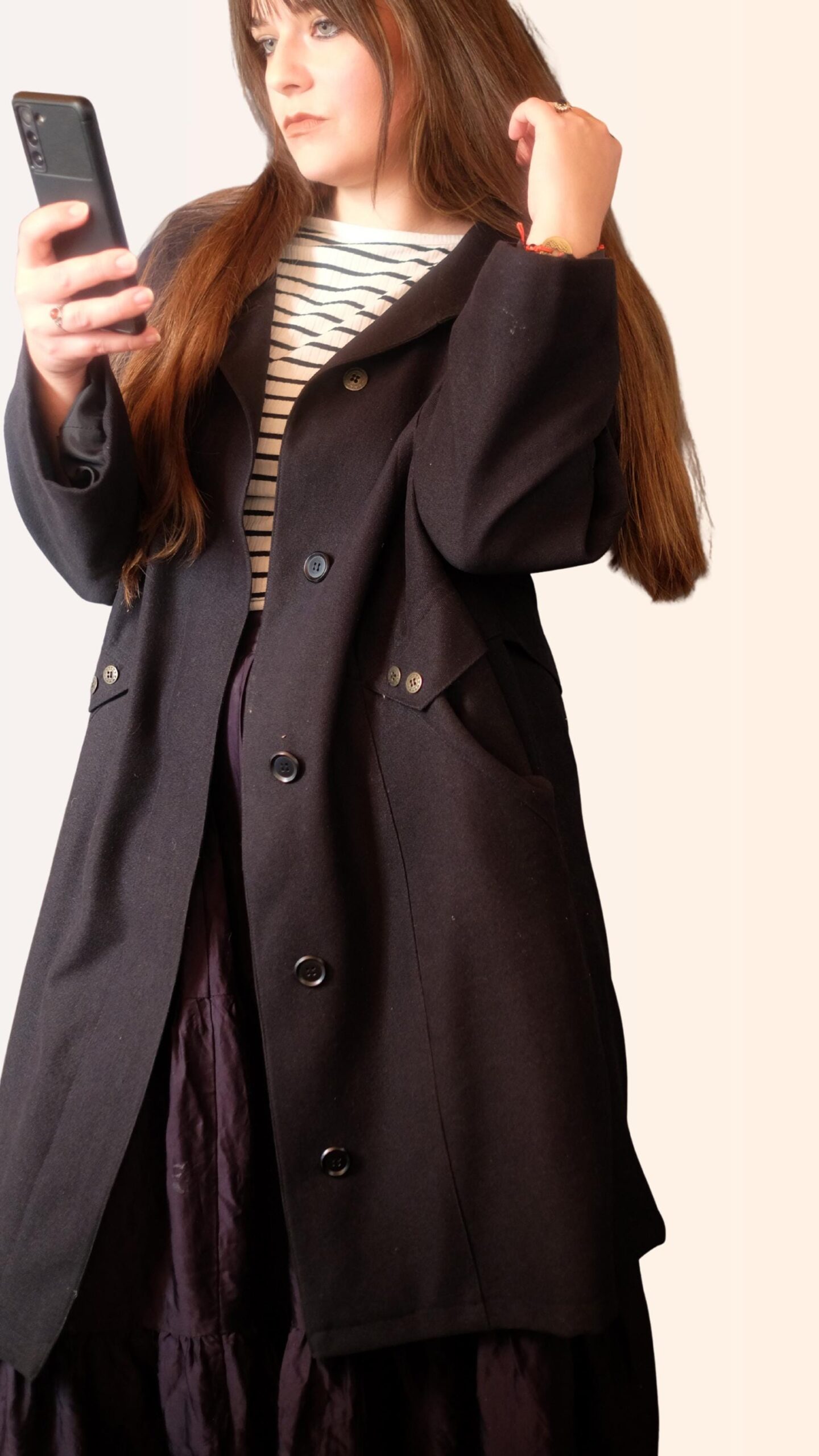 Vintage Tailored Black Coat - 80s Dark Academia Style - Image 6