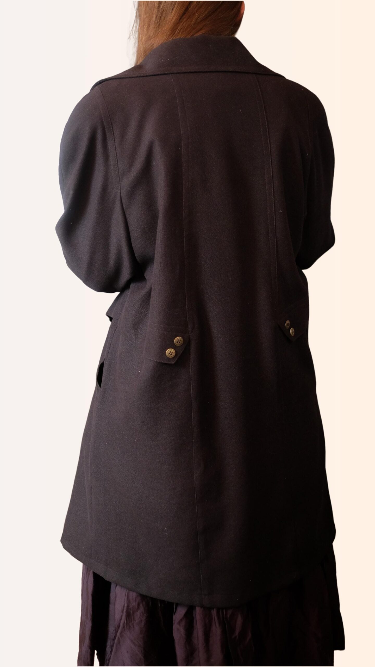 Vintage Tailored Black Coat - 80s Dark Academia Style - Image 4