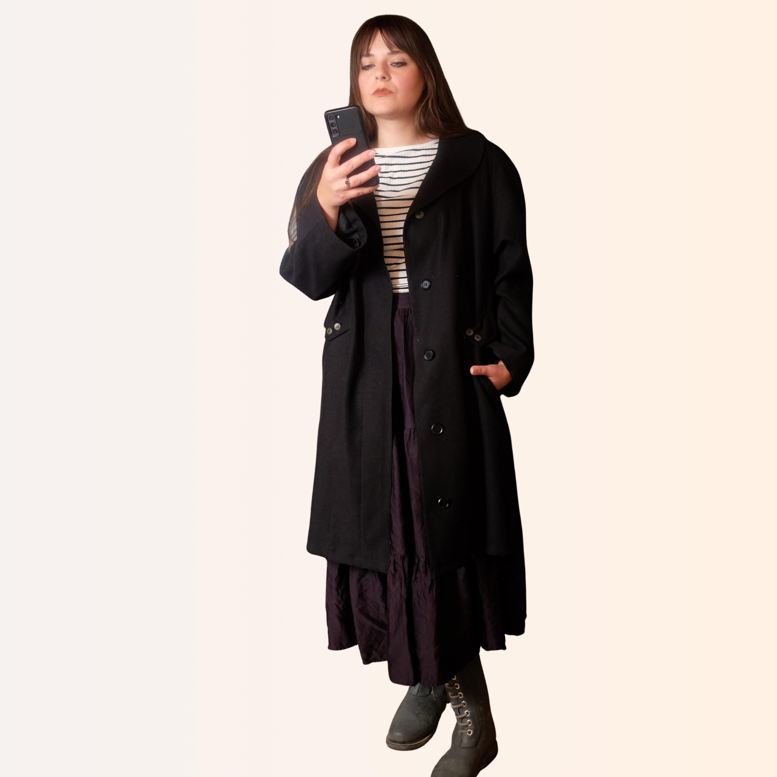 Vintage Tailored Black Coat - 80s Dark Academia Style - Image 3