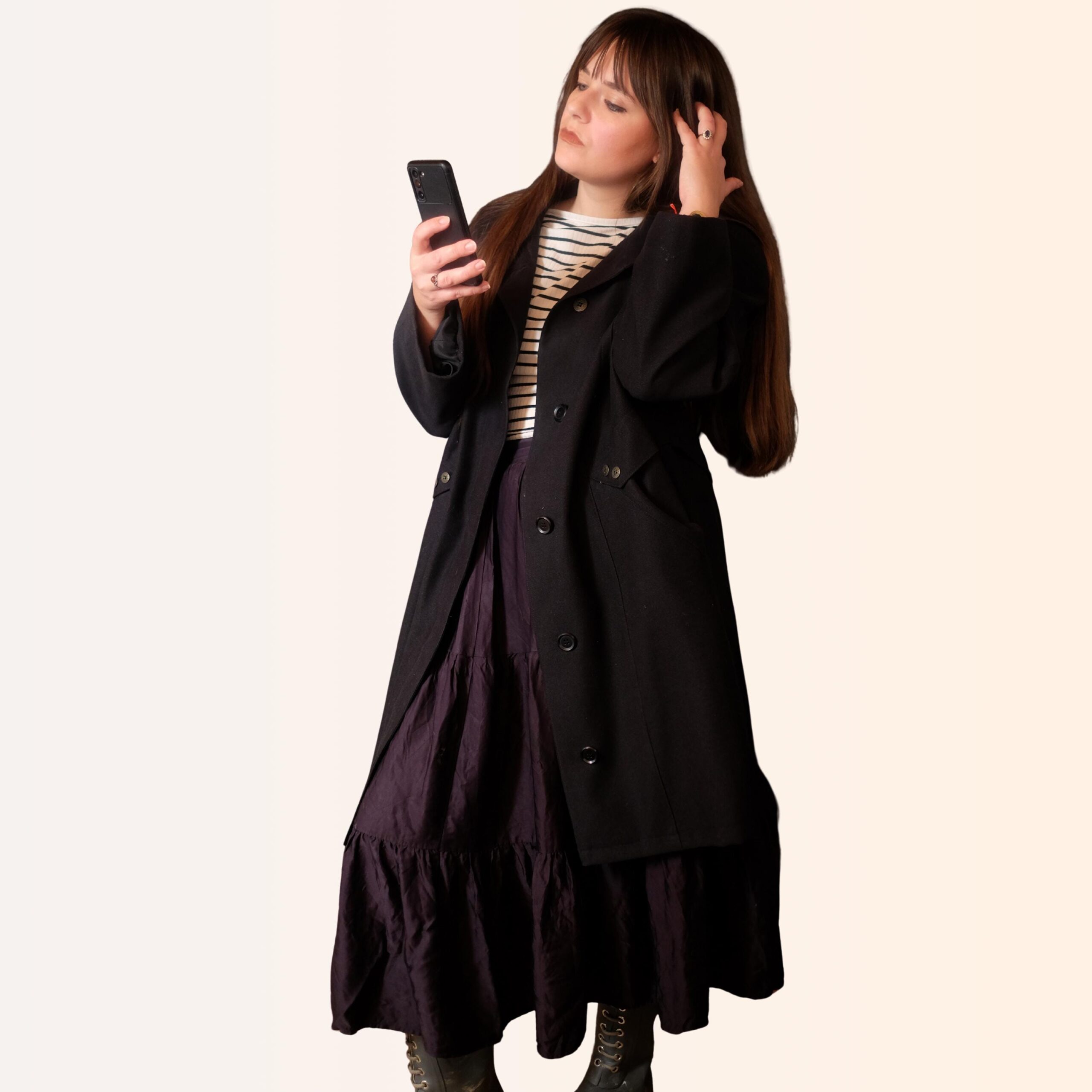 Vintage Tailored Black Coat - 80s Dark Academia Style - Image 2