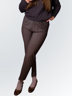 Retro Gray Pull-On Pants | High Waist Comfortable Business Casual Trousers
