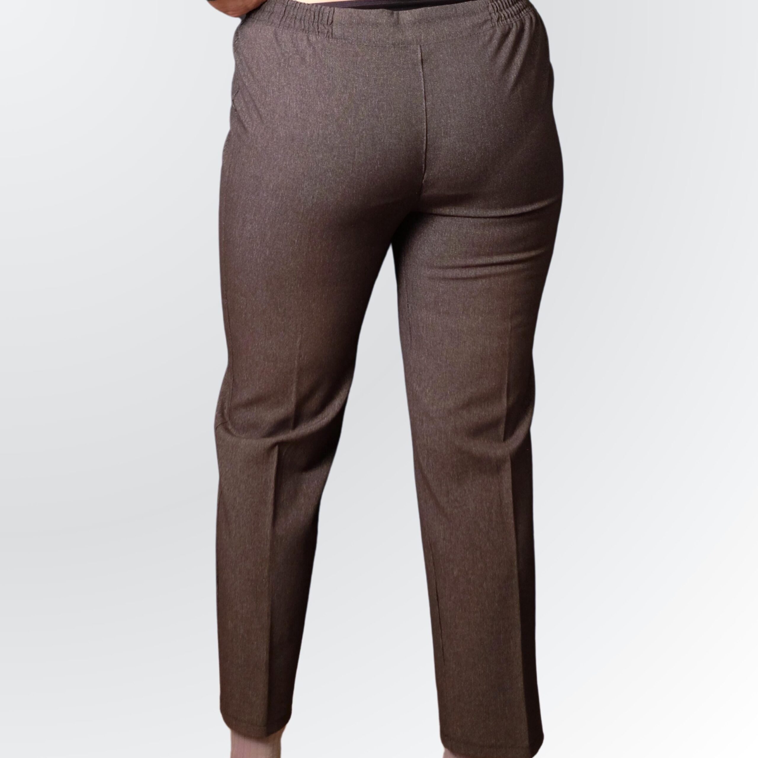 Retro Gray Pull-On Pants | High Waist Comfortable Business Casual Trousers - Image 3