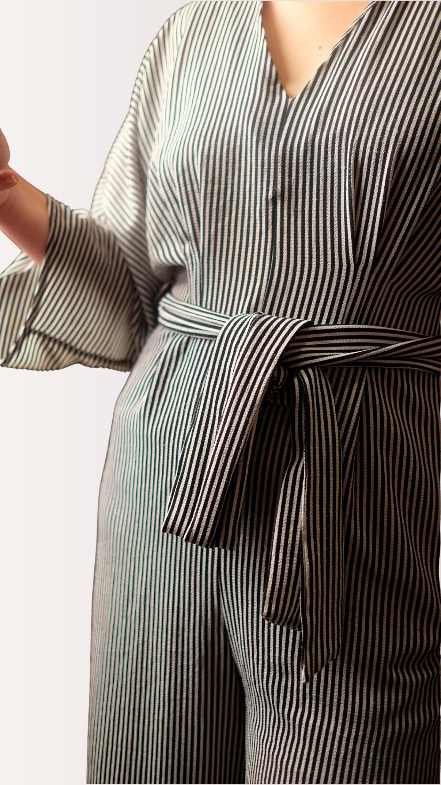 Chic Vintage PRANI Striped Jumpsuit with Belt | 90s Parisian Minimalist Wide Leg Overall - Image 8