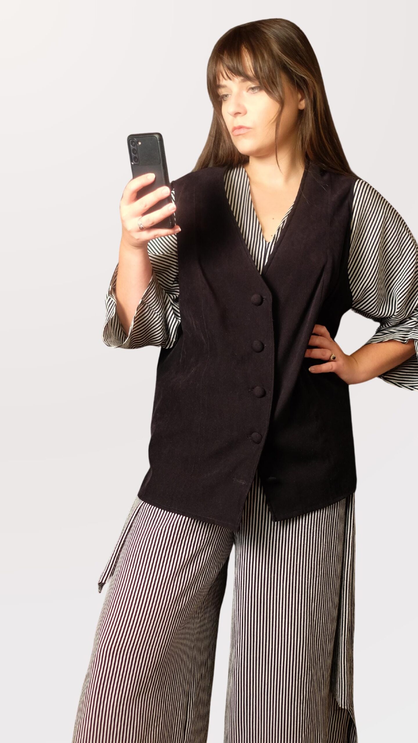 Vintage Black Tailored Vest | Classic 90s Single-Breasted Waistcoat, L - XL - Image 4