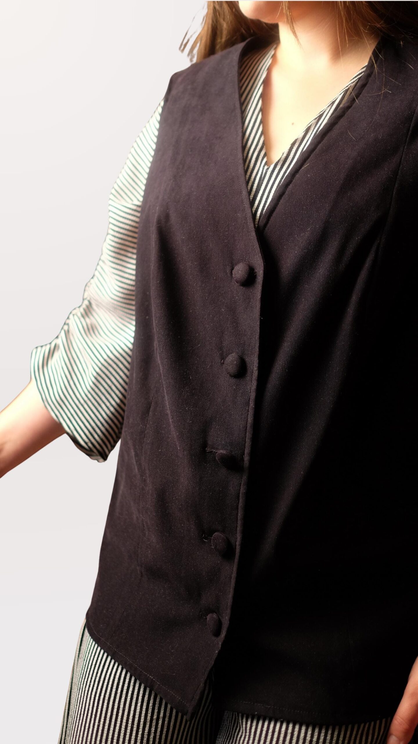 Vintage Black Tailored Vest | Classic 90s Single-Breasted Waistcoat, L - XL - Image 5