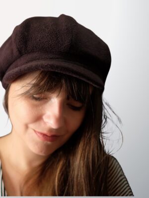 Cozy Vintage Charcoal Fleece Newsboy Cap | Dark Gray Cabbie Hat