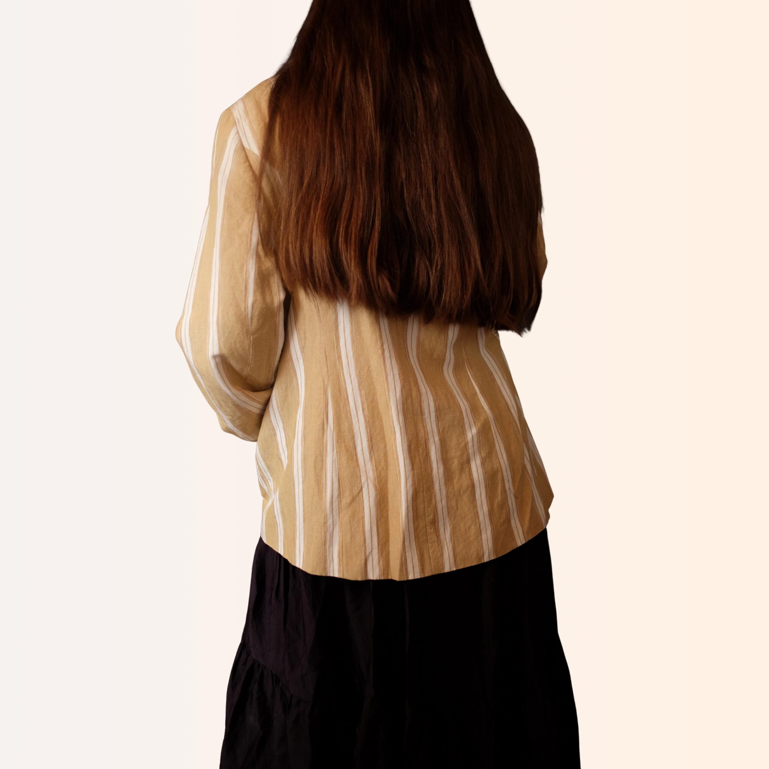 Vintage Striped Linen Blend Blazer | 90s Tan & White Lightweight Jacket - Image 7