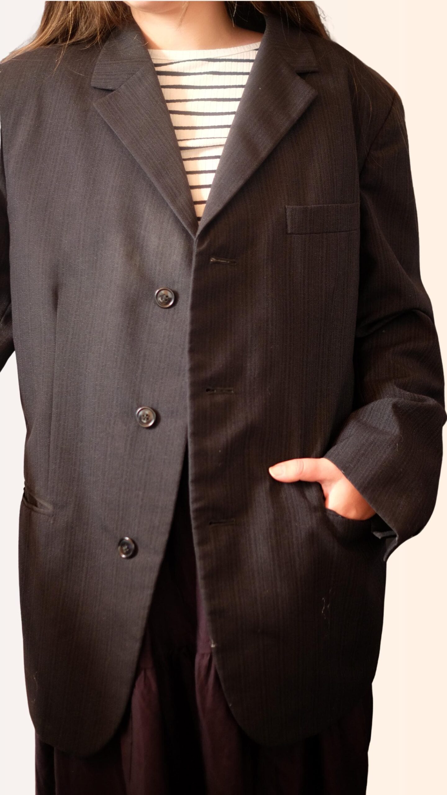 80s/90s Subtle Stripe Blazer | Unisex Dark Academia Aesthetic Coat - Image 8