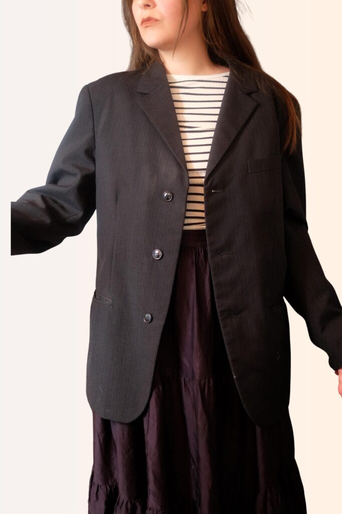 80s/90s Subtle Stripe Blazer | Unisex Dark Academia Aesthetic Coat