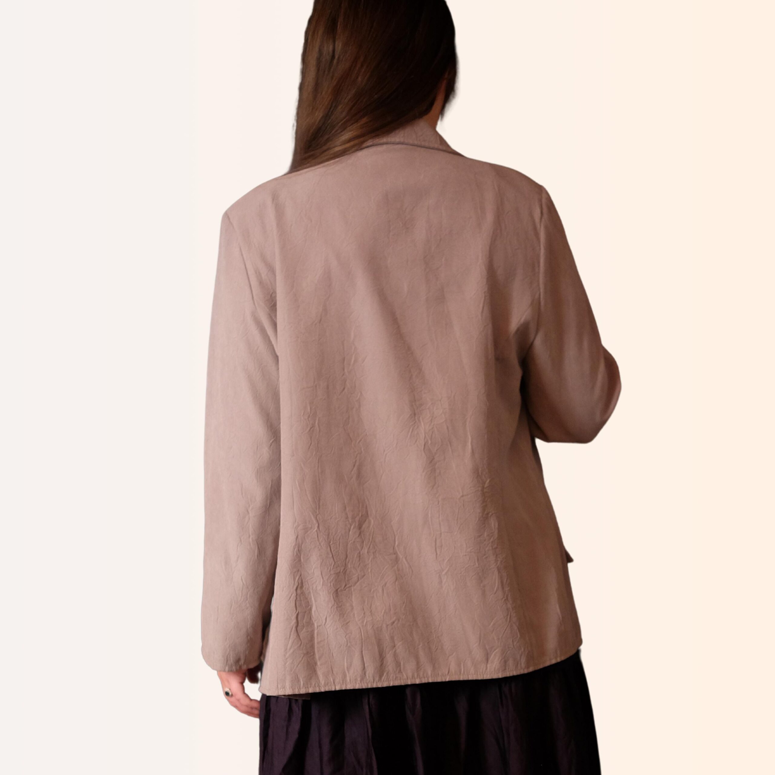 Oversized Dusty Rose Jacket | Retro Relaxed Fit Textured Single-Breasted Blazer - Image 7