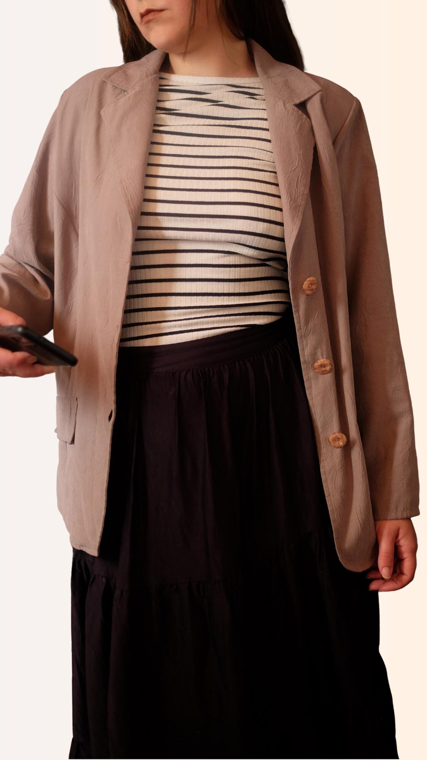 Oversized Dusty Rose Jacket | Retro Relaxed Fit Textured Single-Breasted Blazer - Image 4
