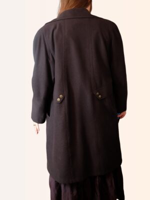 Vintage Tailored Black Coat - 80s Dark Academia Style
