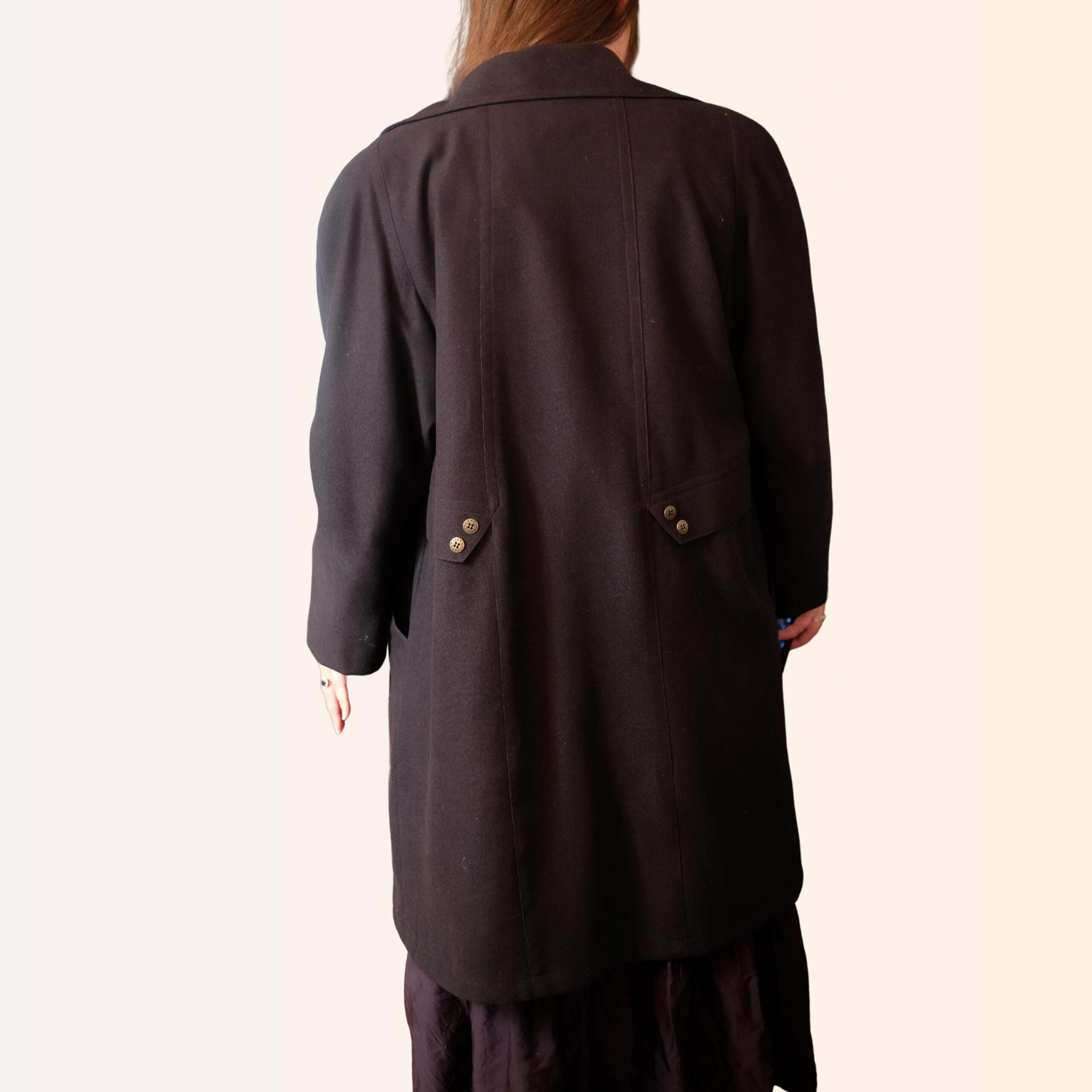 Vintage Tailored Black Coat - 80s Dark Academia Style