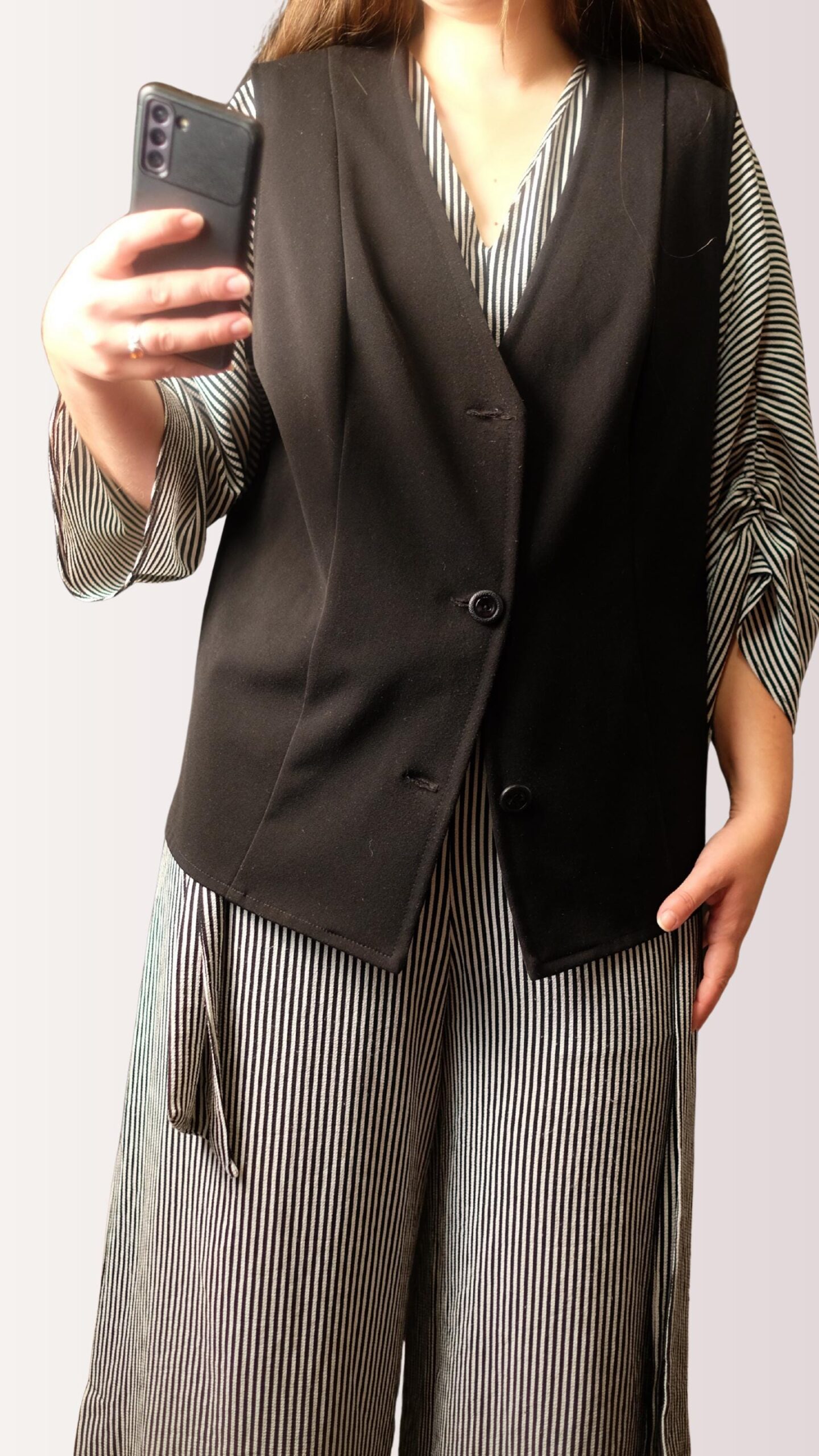 Vintage Black Tailored Vest | Classic 90s Single-Breasted Waistcoat L-XL - Image 3