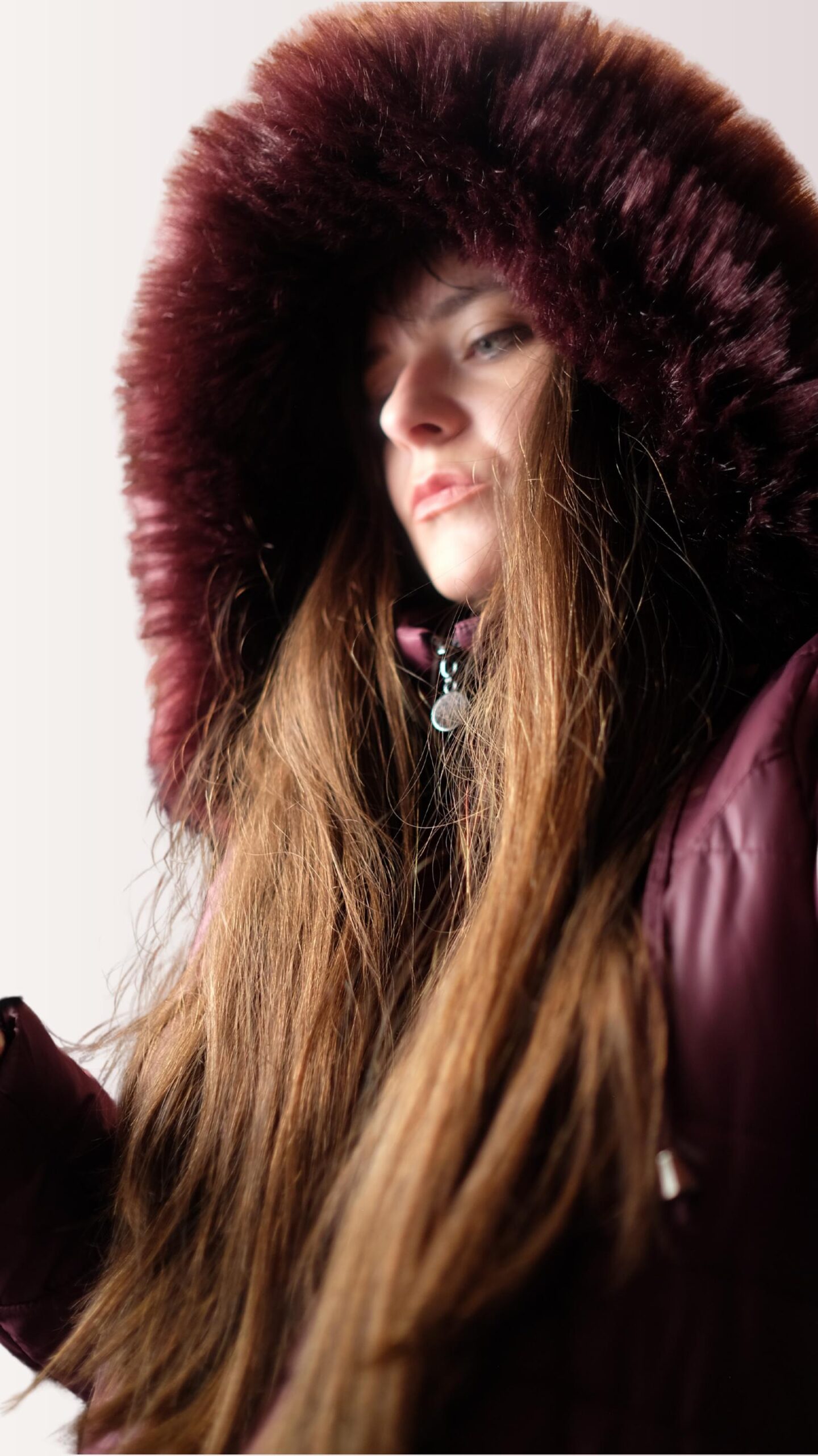 Vintage Bordeaux Long Quilted Puffer Jacket | Structured Burgundy Thigh-Length Coat - Image 2