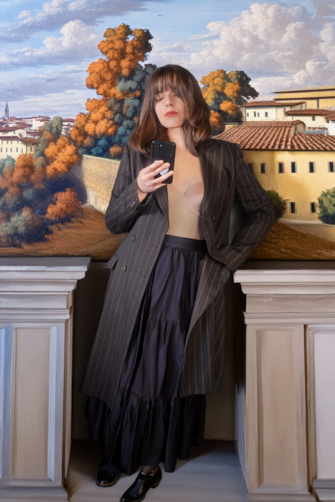 1990s Dolce & Gabbana Yuppie Pinstripe Wool Long Blazer, size L