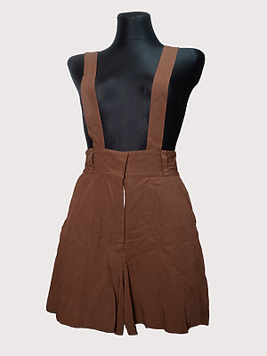 Vintage 1990s Jean Paul Gaultier Brown Linen High Waisted Suspender Shorts