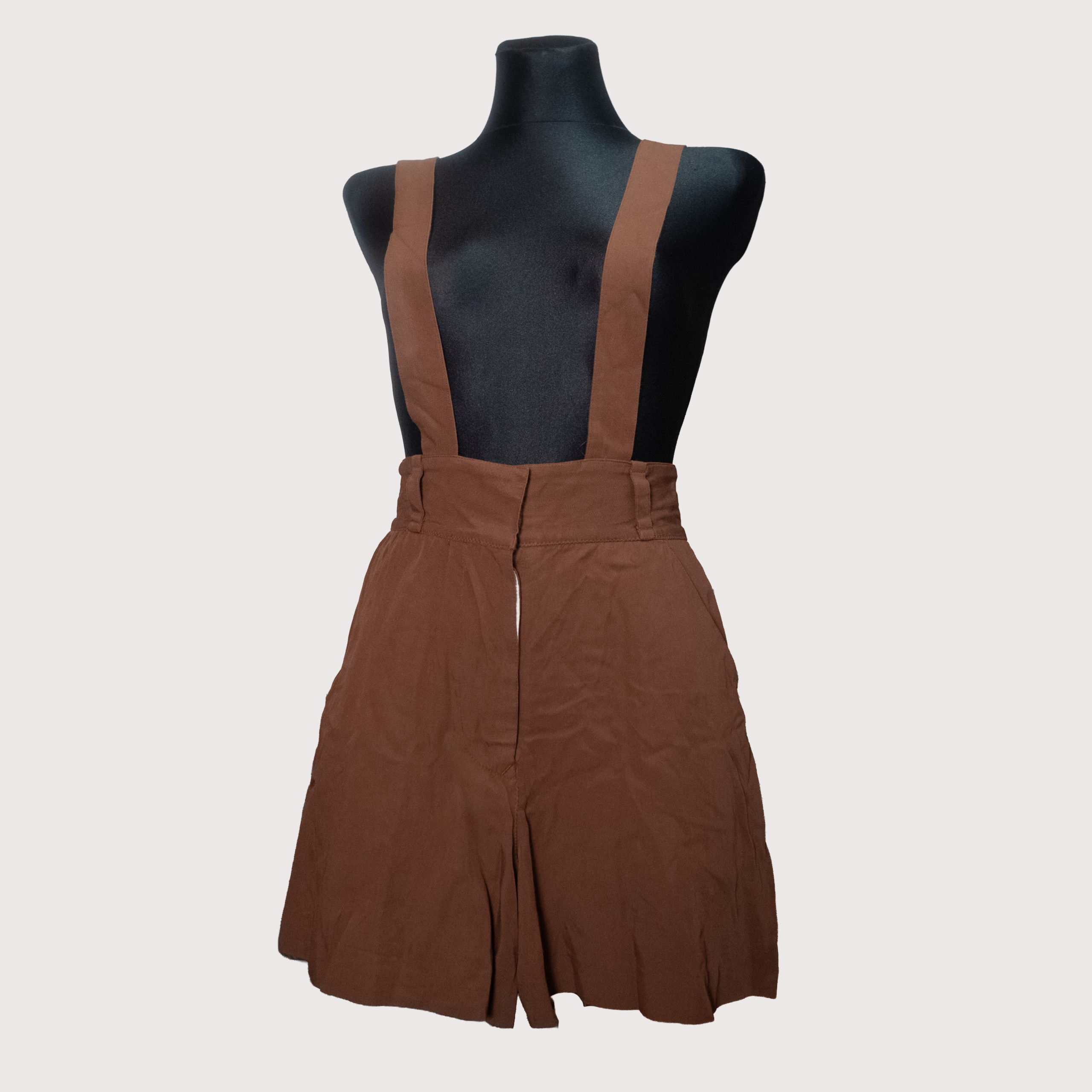 Vintage 1990s Jean Paul Gaultier Brown Linen High Waisted Suspender Shorts