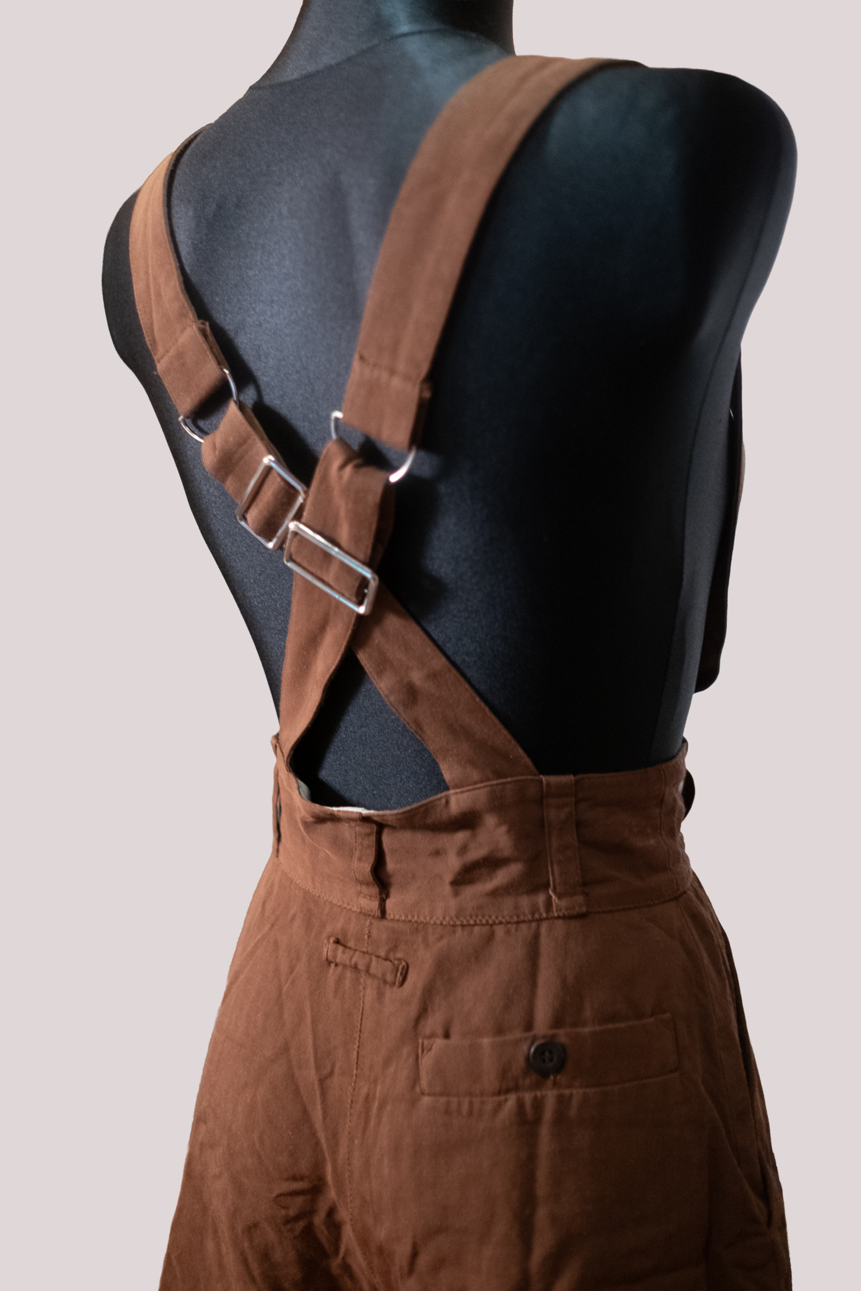 Vintage 1990s Jean Paul Gaultier Brown Linen High Waisted Suspender Shorts - Image 8