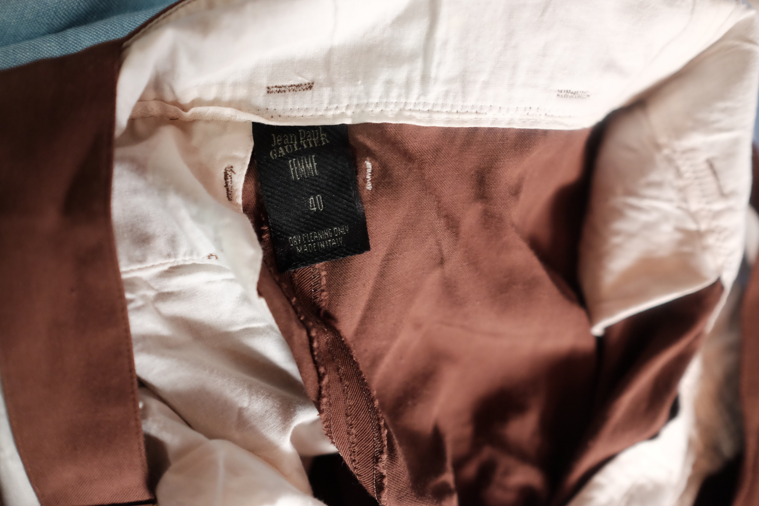 Vintage 1990s Jean Paul Gaultier Brown Linen High Waisted Suspender Shorts - Image 5