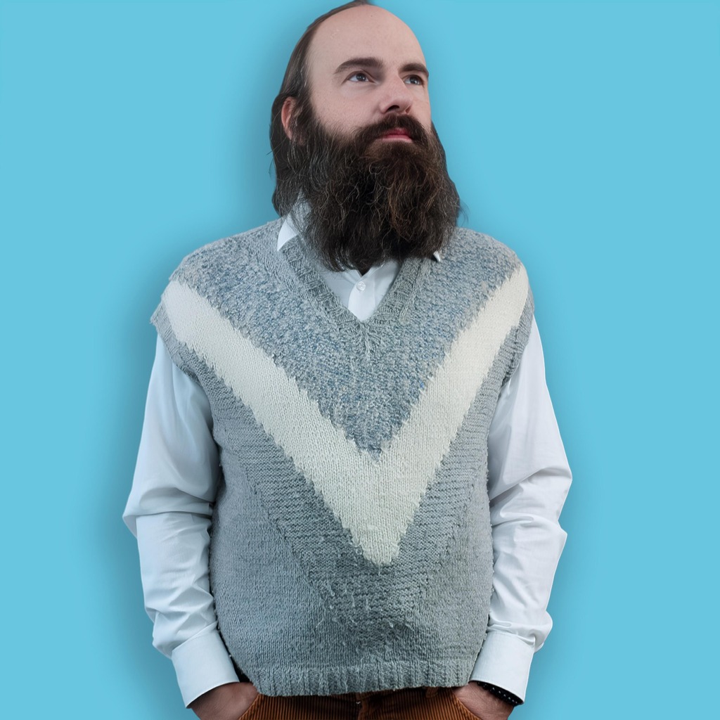 Vintage Old Money Grey and White Sweater Vest