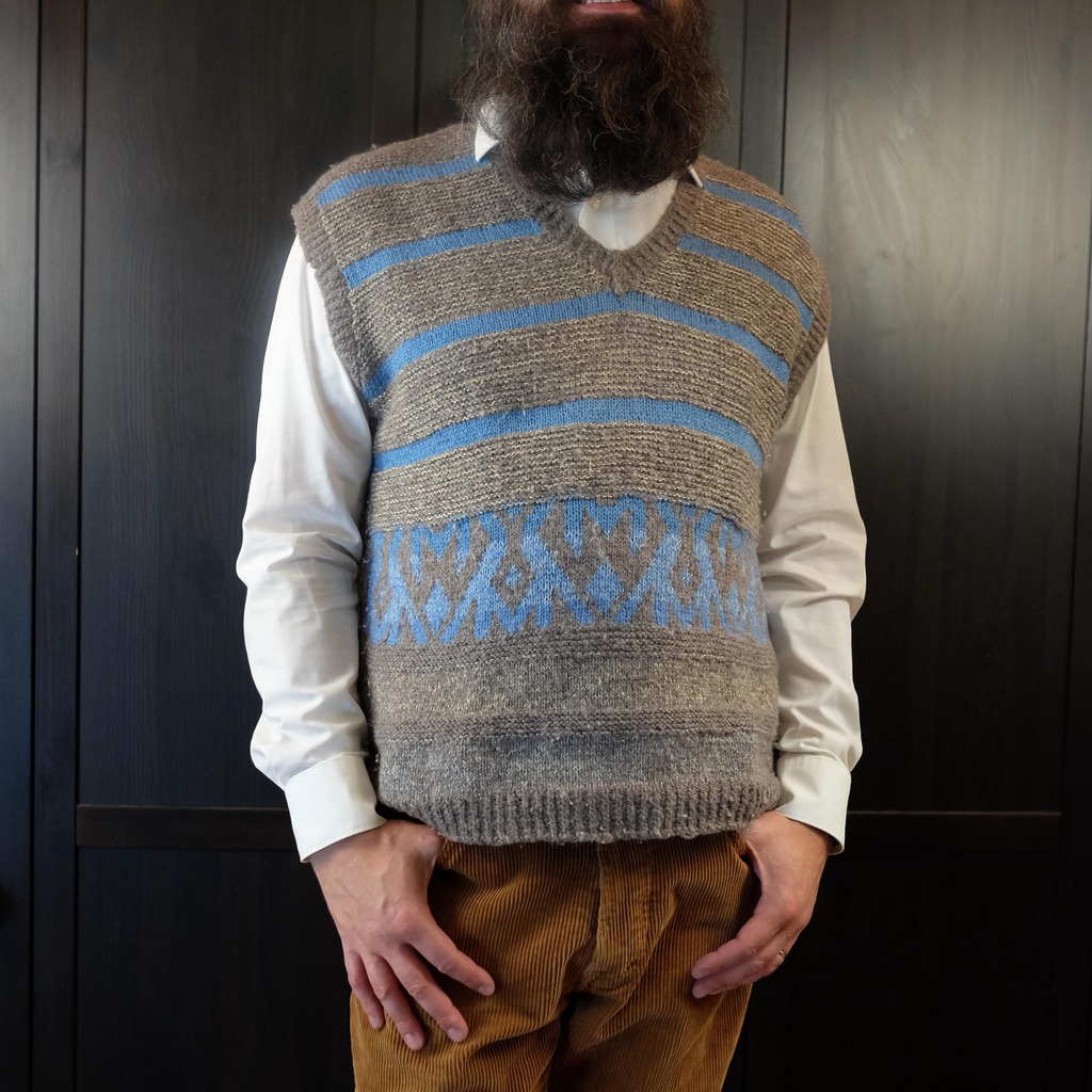 Vintage Old Money Grey and Blue Striped Sweater Vest