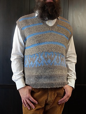 Vintage Old Money Grey and Blue Striped Sweater Vest